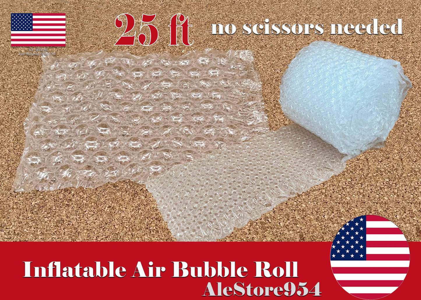 25 ft Inflatable Air Bubble Roll heavy duty nylon barrier bubble wrap.